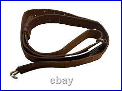 Vintage Bucheimer Brown Leather Rifle Long Gun Sling Adjustable Strap