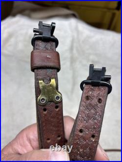 Vintage George Lawrence #5 Brown Leather Rifle Sling EXTRAS
