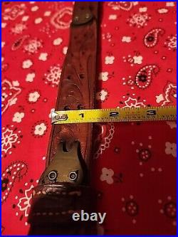 Vintage George Lawrence 5f Heavily Tooled Leather Buckle Rifle Sling W Swivels