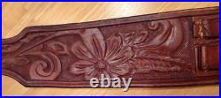 Vintage Hand Tooled Leather Rifle Sling Cartridge Loops Handmade by King Floral