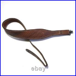 Vintage Hand Tooled Leather Shotgun Rifle Sling Strap Hunting Basket Weave