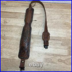Vintage Hunter 9303 Buck Embossed Tooled Leather Padded Gun Rifle Sling 27-25