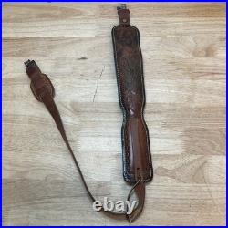 Vintage Hunter 9303 Buck Embossed Tooled Leather Padded Gun Rifle Sling 27-25