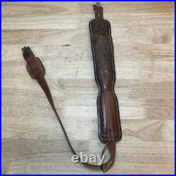 Vintage Hunter 9303 Buck Embossed Tooled Leather Padded Gun Rifle Sling 27-25