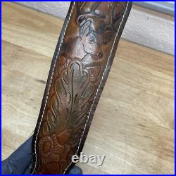 Vintage Hunter 9303 Buck Embossed Tooled Leather Padded Gun Rifle Sling 27-25