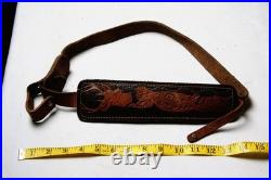 Vintage Hunter Buck Deer Embossed Tooled Leather Padded Gun Rifle Sling Strap
