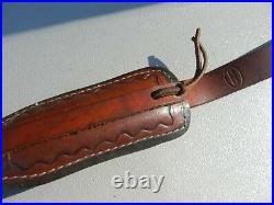 Vintage Hunter Deer Acorn Leather Padded Leather Rifle Sling No Swivels Used