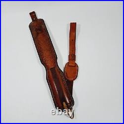 Vintage Hunter Deer Acorn Leather Tooled Padded Rifle Shotgun Gun Sling