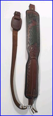 Vintage Hunter Leather Rifle Sling USA USA Deer Padded Vintage Hunter Leather Rifle Sling USA USA Deer Padded
