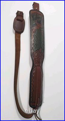 Vintage Hunter Leather Rifle Sling USA USA Deer Padded Vintage Hunter Leather Rifle Sling USA USA Deer Padded