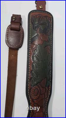 Vintage Hunter Leather Rifle Sling USA USA Deer Padded Vintage Hunter Leather Rifle Sling USA USA Deer Padded