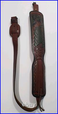 Vintage Hunter Leather Rifle Sling USA USA Deer Padded Vintage Hunter Leather Rifle Sling USA USA Deer Padded