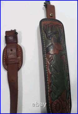 Vintage Hunter Leather Rifle Sling USA USA Deer Padded Vintage Hunter Leather Rifle Sling USA USA Deer Padded