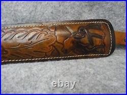 Vintage Hunter Rifle Sling Deer and Acorn in Foliage Vintage Hunter Rifle Sling Deer and Acorn in Foliage