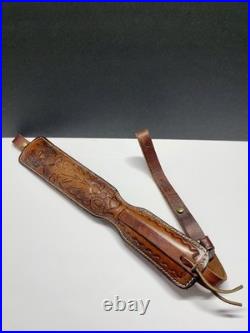 Vintage Hunter Rifle Sling Deer and Acorn in Foliage Tooled Leather Vintage Hunter Rifle Sling Deer and Acorn in Foliage Tooled Leather
