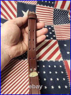 Vintage Leather Buckle Rifle Sling W Swivels. 22 Period Rifle Sling