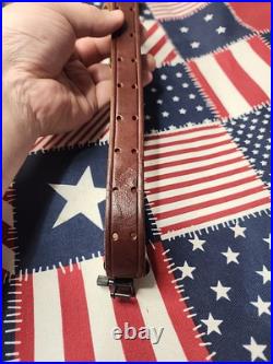 Vintage Leather Buckle Rifle Sling W Swivels. 22 Period Rifle Sling