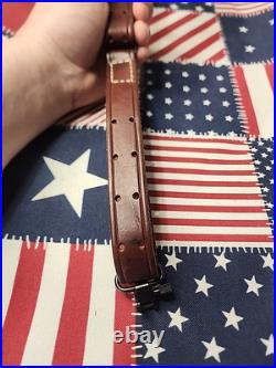 Vintage Leather Buckle Rifle Sling W Swivels. 22 Period Rifle Sling