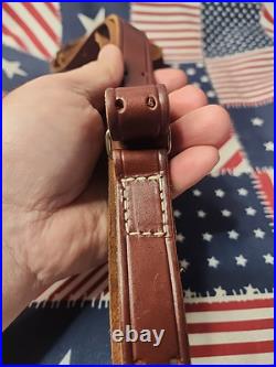 Vintage Leather Buckle Rifle Sling W Swivels. 22 Period Rifle Sling