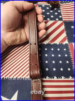 Vintage Leather Buckle Rifle Sling W Swivels. 22 Period Rifle Sling