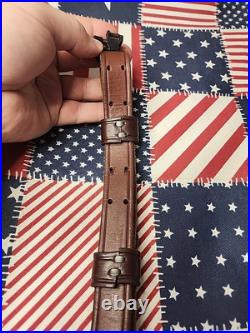 Vintage Leather Buckle Rifle Sling W Swivels. 22 Period Rifle Sling