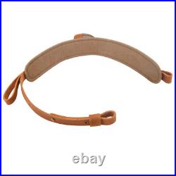 Vintage Leather Gun Carry Sling with Canvas Pocket, Padded Rifle Shoulder Straps