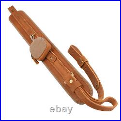 Vintage Leather Gun Carry Sling with Canvas Pocket, Padded Rifle Shoulder Straps