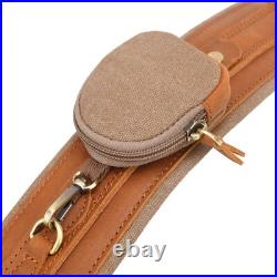 Vintage Leather Gun Carry Sling with Canvas Pocket, Padded Rifle Shoulder Straps
