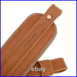 Vintage Leather Gun Sling with A Canvas Pocket, Padded Rifle Shoulder Belt
