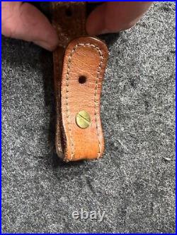 Vintage Leather Hunting Rifle Gun Sling / Strap embossed 34 long Adjustable
