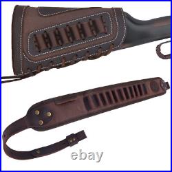 Vintage Leather Rifle Buttstock Cover with Canvas Gun Sling. 308.45/70.44mag