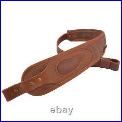 Vintage Leather Rifle Padded Sling Strap Hunting Shotgun Soft Shoulder Belt