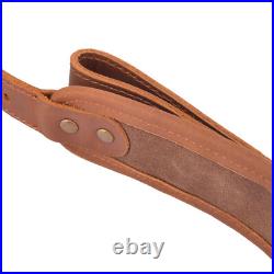 Vintage Leather Rifle Padded Sling Strap Hunting Shotgun Soft Shoulder Belt