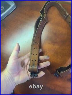Vintage Leather Rifle Sling Adjustable Gun Strap