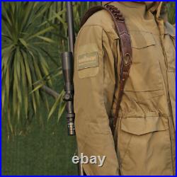 Vintage Leather Rifle Sling Ammo Strap Shooting Thumb Rest+ 1in QD Swivels Clip