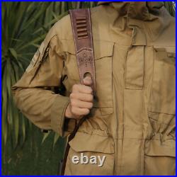 Vintage Leather Rifle Sling Ammo Strap Shooting Thumb Rest+ 1in QD Swivels Clip