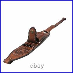 Vintage Leather Rifle Sling Gun Ammo Carry Strap withFolding Knife Sheath-TOURBON