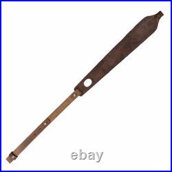 Vintage Leather Rifle Sling with Ammo Holder Adjustable Hunting Gun Strap wit