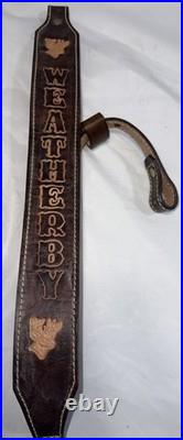 Vintage Leather WEATHERBY & Deer Head Hand Tooled Custom Rifle Sling 37