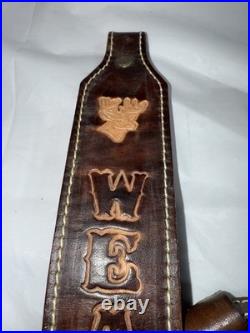 Vintage Leather WEATHERBY & Deer Head Hand Tooled Custom Rifle Sling 37