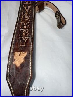 Vintage Leather WEATHERBY & Deer Head Hand Tooled Custom Rifle Sling 37
