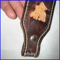 Vintage Leather WEATHERBY & Deer Head Hand Tooled Custom Rifle Sling 37