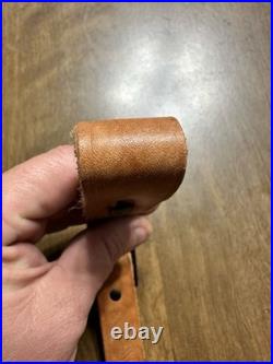 Vintage Marlin Firearms Leather Rifle Sling Buckle Sling W Swivels