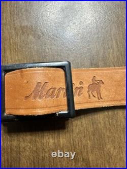 Vintage Marlin Firearms Leather Rifle Sling Buckle Sling W Swivels
