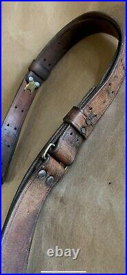 Vintage Military Leather Rifle Sling, Brass, Springfield 1903, Garand Wwi Wwii