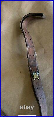 Vintage Military Leather Rifle Sling, Brass, Springfield 1903, Garand Wwi Wwii