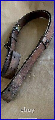 Vintage Military Leather Rifle Sling, Brass, Springfield 1903, Garand Wwi Wwii