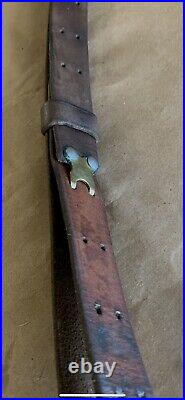 Vintage Military Leather Rifle Sling, Brass, Springfield 1903, Garand Wwi Wwii