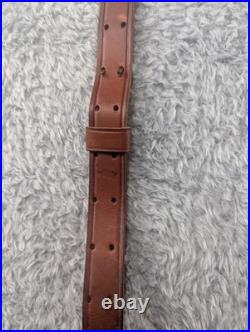Vintage Military Style Brown Leather Adjustable 1 Rifle Sling Strap with 1 Swivel