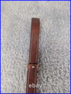 Vintage Military Style Brown Leather Adjustable 1 Rifle Sling Strap with 1 Swivel